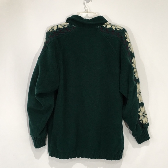 Green Snowflake Fleece Shawl Collar Large - Picture 2 of 6